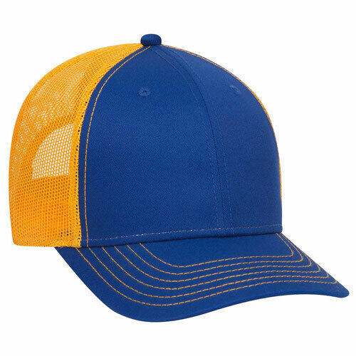 Primary image for Royal/Royal/Gold Trucker Hat 6 Panel Low Profile Mesh Back Hat 1dz New 83-1239