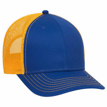 Royal/Royal/Gold Trucker Hat 6 Panel Low Profile Mesh Back Hat 1dz New 8... - £77.34 GBP