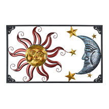 Tri-Color Metal Art Celestial Sun Moon and Stars Indoor Outdoor Wall Hanging - £32.89 GBP