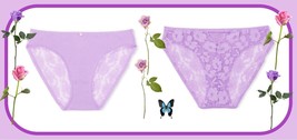 S  Lilac Soft Purple Victorias Secret FULL Back Floral Lace Keyhole Bikini Panty - £10.02 GBP