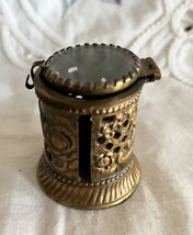 Vintage Style Brass &amp; Glass Desktop Postage Stamp Roll Dispenser w Embos... - $635.62 MXN