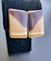 VINTAGE BI- COLOR AGATE 925 STERLING SILVER EARRINGS - £43.39 GBP