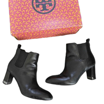 Tory Burch April Ankle Chelsea Boots Booties Heels Black Leather Women&#39;s 7.5 - £51.42 GBP