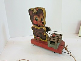 VTG FISHER PRICE #752 WOOD PULL TOY TEDDY ZILO XYLOPHONE USE FOR PARTS  L2 - $22.27