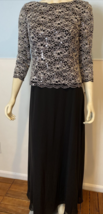 NWT Alex Evenings Black Long Sleeve Long Dress Beaded and Sequined Bodice Sz 8 - £37.35 GBP