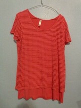 Women&#39;s PerSeption Concept Pink Net Short Sleeve Shirt~Size L XL Layered - £4.56 GBP