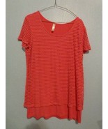 Women&#39;s PerSeption Concept Pink Net Short Sleeve Shirt~Size L XL Layered - £4.61 GBP