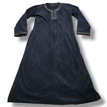 Vintage Jones New York Night Gown Size Large Black Velvet Robe Sleepwear... - $46.69