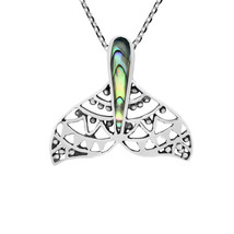 Exquisite Swirls Ocean Whale Tail Abalone Shell Sterling Silver Necklace - £15.83 GBP