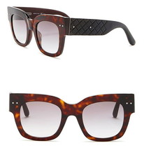 $470 Bottega Veneta Bold Quilted Sunglasses Havana + Black Retro Cat Eye... - $199.73