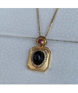 Customized 18K Solid Yellow Gold Type A Icy Black Jadeite Jade Necklace   - $412.00
