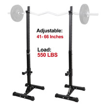 Adjustable 2Pcs Rack Standard Steel Squat Stands Barbell Free Press Bench - $114.99