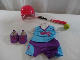 American Girl Doll Blue &amp; Purple 2013 Softball Set Retired Clothes Bat +... - £25.90 GBP