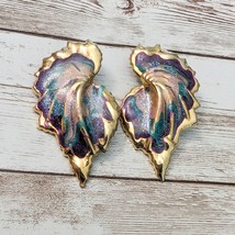 Vintage Earrings For Pierced Ears Extra Large Multi Colored Statement - £11.74 GBP