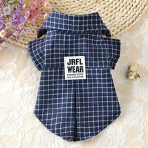 OIMG Cool Dog Blouse Pet  Clothes Blue Plaid Boy Dog Shirts for For Small Dogs C - £27.87 GBP