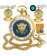 Gold Pocket Watch Set US Presidency 53 mm with Melody Luminous Dial and ... - $95.72 CAD