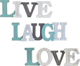 Rustic Live Laugh Love Wall Decor Sign Decorative Wooden Block Letters WallDecor - £45.84 GBP