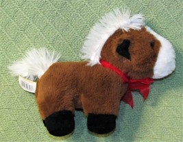 Mty Plush Horse 7" Dan Dee Tall Stuffed Animal White Mane Red Ribbon Pony Toy - $8.18