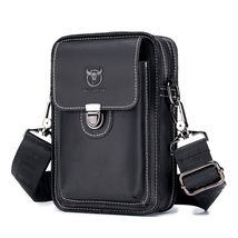 BULL CAPTAIN First Layer Genuine Leather Weist Shoulder Mini Bag For Men  - £55.28 GBP