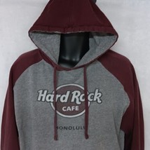 Hard Rock Cafe Honolulu Hoodie Sweatshirt Large Gray Burgundy - £19.67 GBP