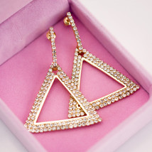 Exaggerated Geometry Triangle Copper Earrings Lady Temperament Personality Diamo - £7.84 GBP