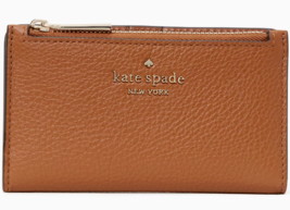 Kate Spade Leila Small Slim Bifold Brown Leather Wallet WLR00395 NWT $159 Retail - £39.56 GBP