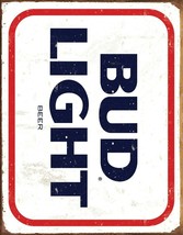 Bud Light Retro Logo Anheuser Beer Budweiser Advertising Décor Metal Tin... - $15.83
