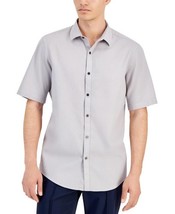 Alfani Men&#39;s Short-Sleeve Solid Textured Shirt Grey Fog-Small - €16,38 EUR