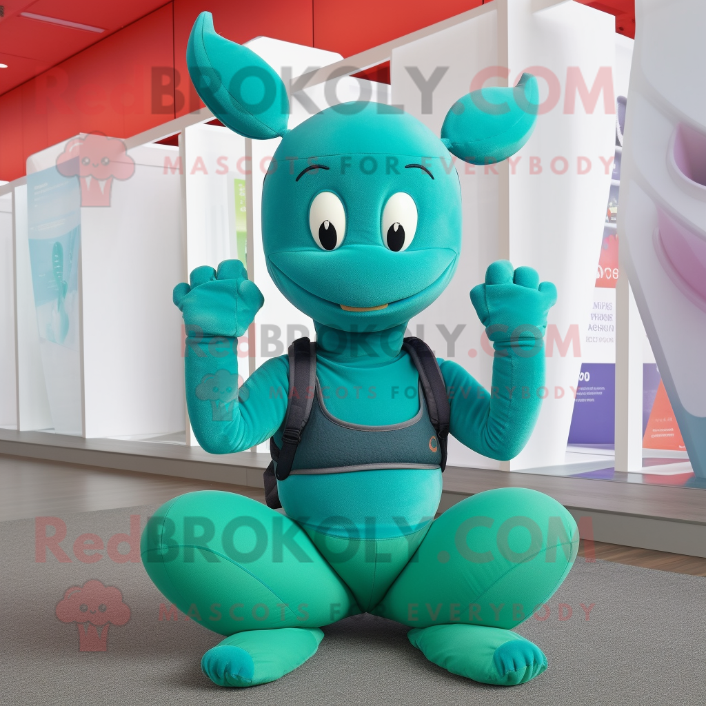 Teal Lobster mascot costume character dressed with a Yoga Pants and Head... - $1,199.00
