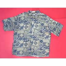 Pierre Cardin Hawaiian Shirt XL Button Down Rayon Top Aloha Tropical Earth Tones - £7.02 GBP