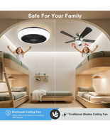 18&#39;&#39; Black Modern LED Bladeless Ceiling Fan with Remote and App Control - $108.86