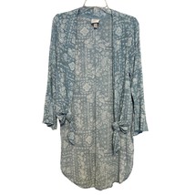 Knox Rose Womens Kimono Gray Medium Open Front Cardigan Paisley Long Sleeve M - £15.03 GBP