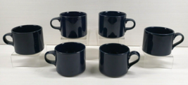 (6) Dansk Flora Blue Accent Flat Cups Set Vintage Coffee Tea Drinking Japan Lot - $79.07