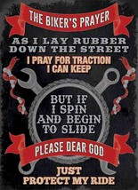 Biker prayer metal wall poster decor motorcycle Tin Sign garage Bar man cave - £22.94 GBP+