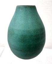 Matte Green Vase Vessel Pottery Hand Thrown CED 2015 3 3/4 inches tall - $36.14