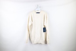 NOS Vtg 90s Calvin Klein Mens Small Spell Out Marled Knit Sweater White Cotton - £62.28 GBP