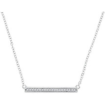 10k White Gold Womens Round Diamond Bar Pendant Chain Necklace 1/10 Cttw - $250.00