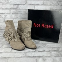 Not Rated Anya Women&#39;s Faux Suede Block Heels Ankle Bootie Boots Taupe SZ 5 - $35.55