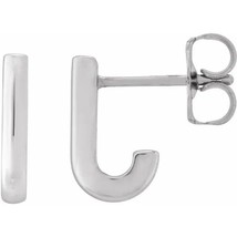 Platinum J-Hoop Earrings - £354.78 GBP