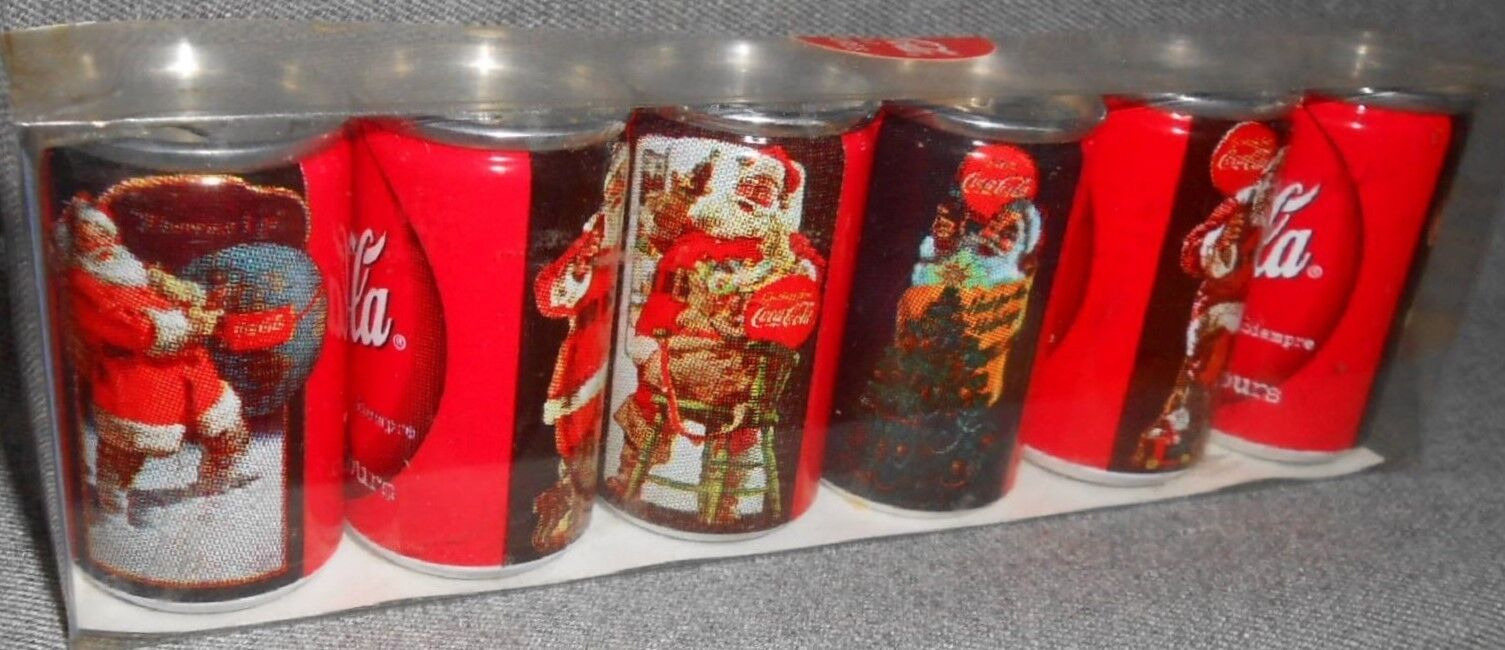 Primary image for RARE 1997 Mint in Package COCA COLA - SANTA CLAUS Miniature Can Set