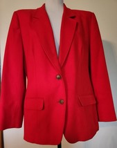Pendleton Christmas Red Blazer Women 100% Wool Two Button Lined Jacket L... - £19.35 GBP