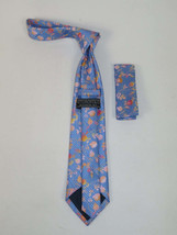 Men's Vito Rofolo From Italy Tie Hankie Gift Boxed 100% Silk VR-30 Blue Floral image 2