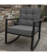 Outdoor Grey Wicker Rocking Chair with Cushions - Heavy Duty Steel Frame... - $3,502.45 MXN