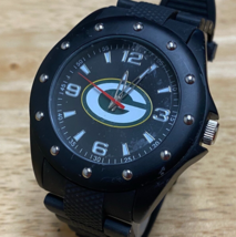 Game Time Green Bay Packer Men Black Fixed Bezel Analog Quartz Watch~New Battery - £20.80 GBP