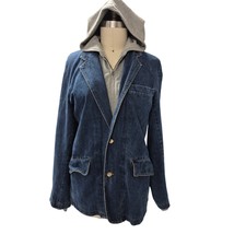 VTG Castro Vintage 100% Cotton Gray Hoodie/Blue Denim Jacket 1 Piece Sz ... - $47.52