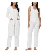 525 Womens Lounge Set Cream 3-Piece Tank Top Cardigan Pants Pockets Cozy - $91.53 CAD