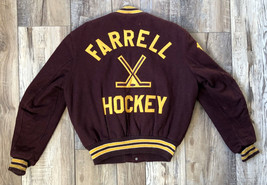 Vintage Varsity Jacket Farrell Hockey #18 - DeLong - Wool Red Size 40 - £62.94 GBP