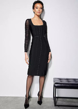 STAR by Julien Macdonald Black Stud Mesh Sleeve Bandage Midi Dress (FM35-4) - £40.28 GBP