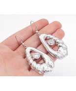 925 Sterling Silver - Sparkling Cubic Zirconia Fluted Dangle Earrings - ... - £34.77 GBP