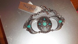 Lucky Brand Turquoise Flex Silvertone Toggle Bracelet Nwt - £19.57 GBP